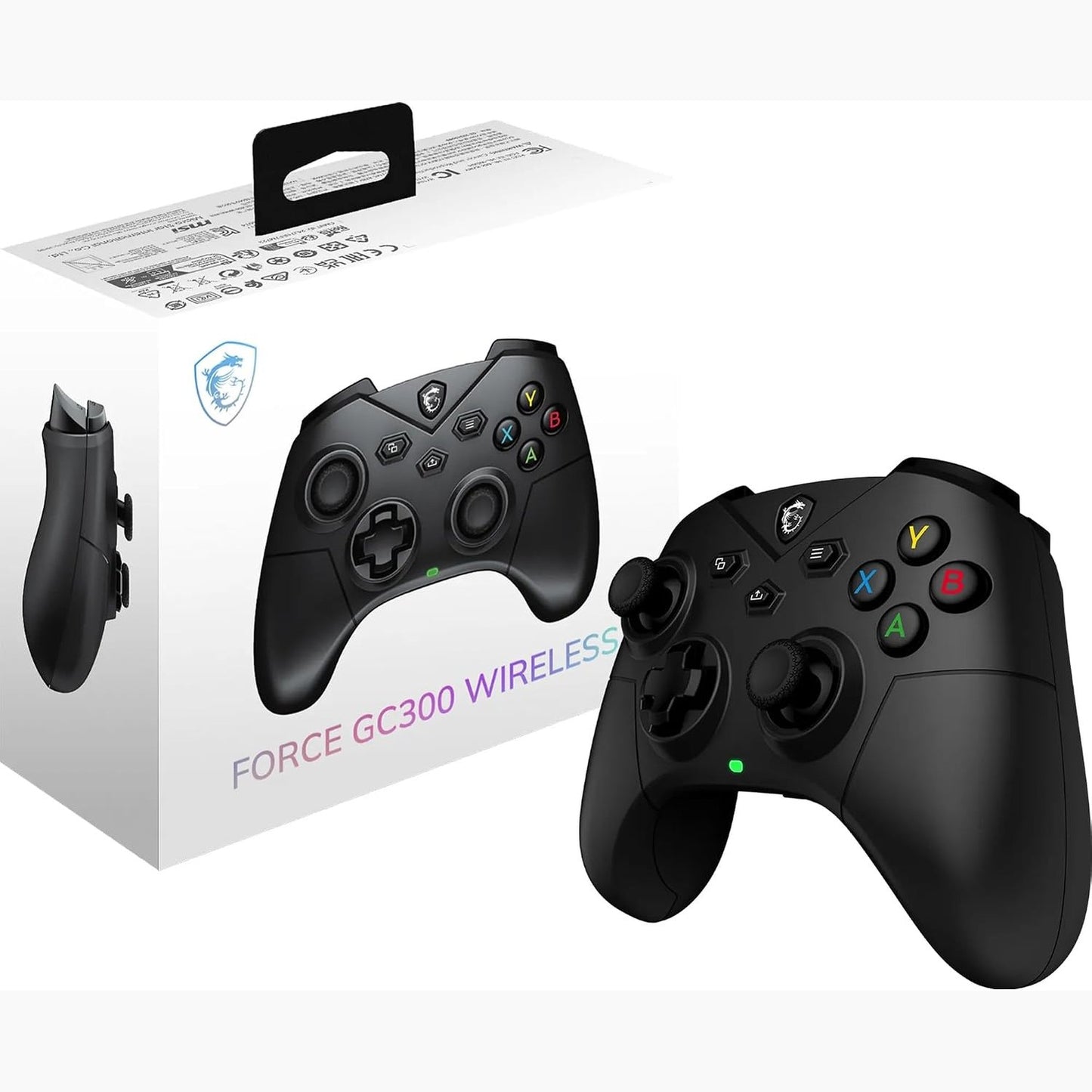 273181 - MSI Kontrollues lojërash FORCE GC300 pa tel për PC - 2.4 GHz, Bluetooth, USB Type-C në A, Bateri Li-ion 600mAh (20 orë), D-Pad i ndërrueshëm, Motorë të dyfishtë vibrimi