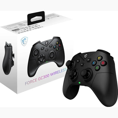 273181 - MSI Kontrollues lojërash FORCE GC300 pa tel për PC - 2.4 GHz, Bluetooth, USB Type-C në A, Bateri Li-ion 600mAh (20 orë), D-Pad i ndërrueshëm, Motorë të dyfishtë vibrimi