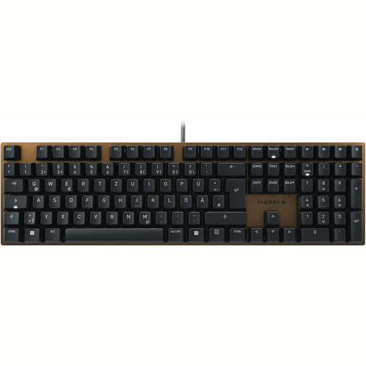 319525 - CHERRY KC 200 MX Tastierë mekanike zyre, pllakë metalike anodizuar, QWERTZ, me tela, çelësa MX2A Silent RED, e zezë/bronz
