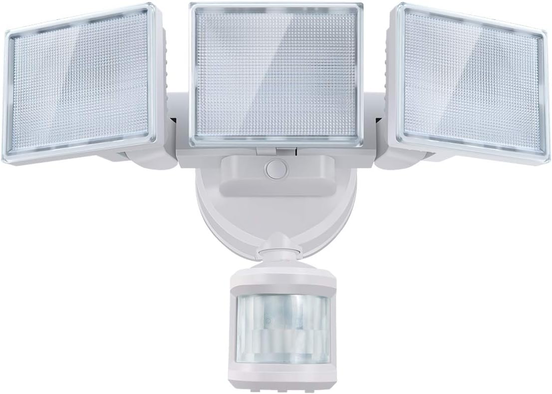 255135 - SOLLA Prozhektor LED me detektor lëvizjeje, 40W 3000LM për përdorim të jashtëm, IP65 i papërshkueshëm nga uji, 5000K me 3 koka për garazh, kopsht, verandë, hyrje makinash