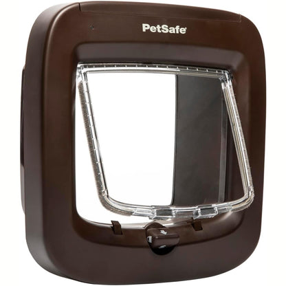 167361 - PETSAFE Kapak për Mace me Mikroçip - Derë për Mace RFID për Deri në 40 Kafshë, 4 Opsione Kyçje, Rezistent ndaj Motit, Instalim DIY - Ngjyrë Kafe