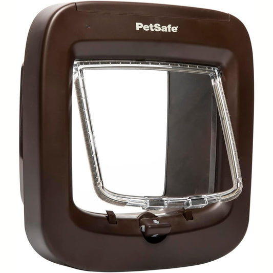 204161 - PETSAFE Kapak me Mikrocip për Kafshë Shtëpiake, Përdorim i Brendshëm/Jashtë, Qasje RFID për Deri në 40 Kafshë, me 4 Opsione Kyçjeje dhe Instalim të Lehtë - Ngjyrë Kafe