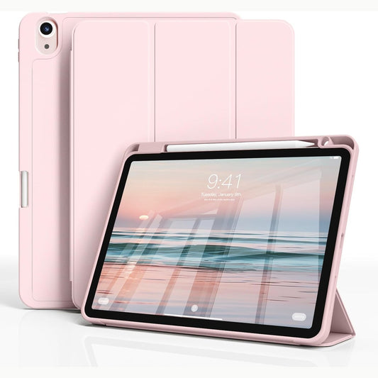 190331 - JKSML Mbulesë për iPad Air 11 inç M3/M2 (2025/2024) dhe iPad Air gjenerata e 5-të/4-t 10.9 inç (2022/2020), Mbulesë mbrojtëse e Materialit TPU me mbajtëse stilolapsi, Gjumë/Zgjim automatik, Ngjyra Rozë