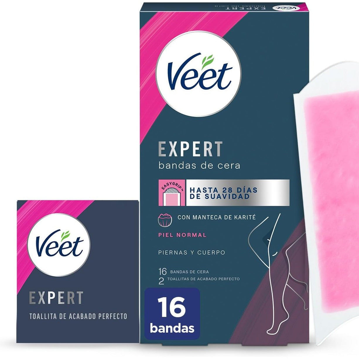318876 - VEET Shirita dylli të ftohtë Expert, 16 shirita, për heqjen e qimeve në këmbë dhe trup, me gjalpë shea