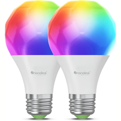 231898 - LLAMPA NANOLEAF MATTER ESSENTIALS WLAN E27, 2 llamba LED inteligjente RGBW - 16 milion ngjyra, të errësueshëm dhe me telekomandë, kontroll me aplikacion dhe zë (i pajtueshëm me Alexa, Apple dhe Google Home)
