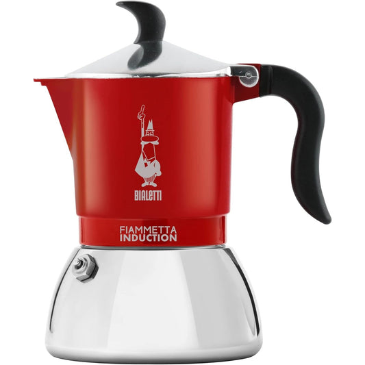 177394 - BIALETTI Aparat Kafeje me Induksion 'Fiammetta', Kapacitet 4 Gota (150ml), i Përshtatshëm për Të Gjitha Llojet e Sobave, i Kuq