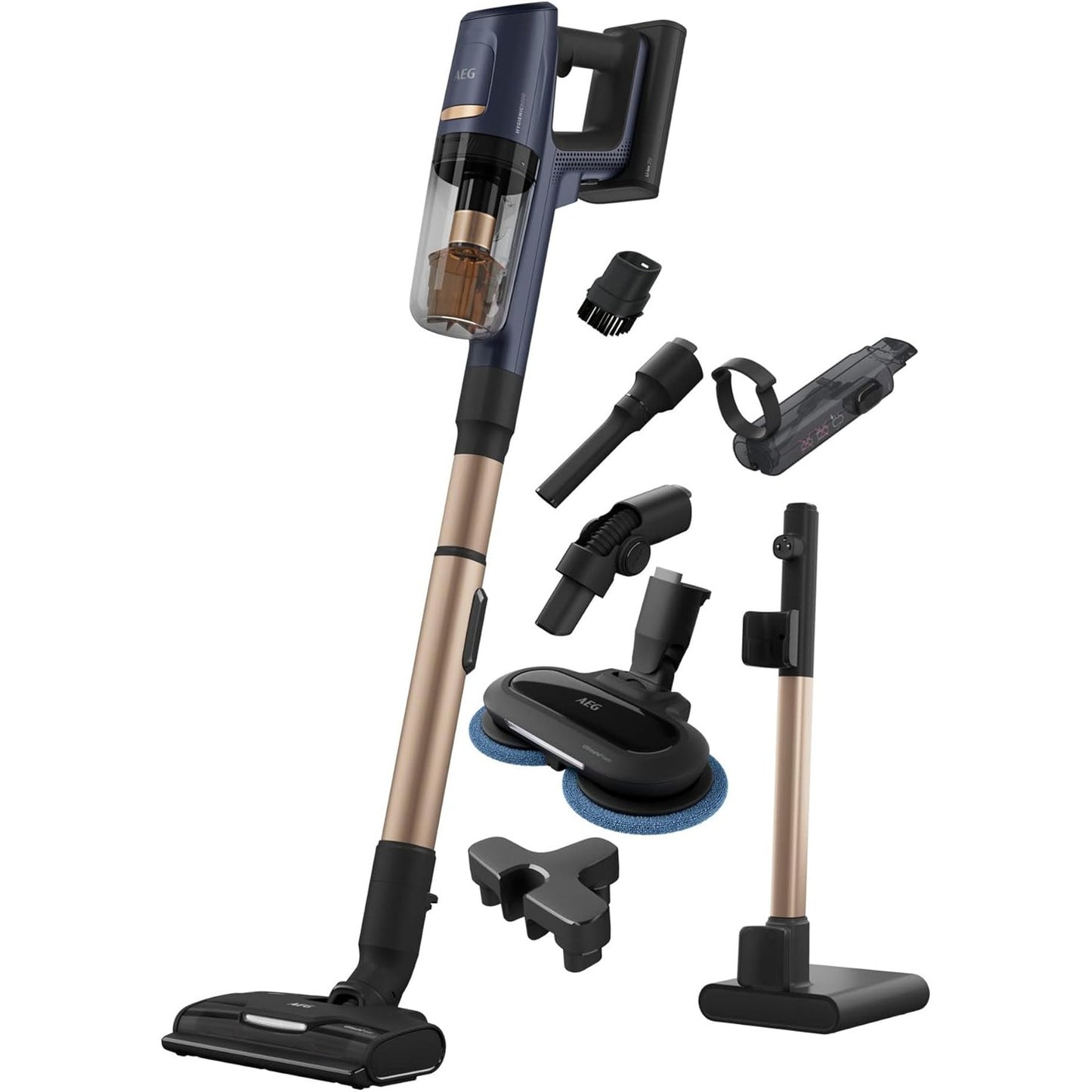 94070 - AEG Fshesë me Korrent HYGIENIC 8000 AP81B25WET me Funksion Tharjeje Automatik, Filtrim 5-Fazor, Ekran Dixhital, Grykë për Shumë Dysheme dhe Grykë Mopi në 3 Nivele, Bateri e Zëvendësueshme