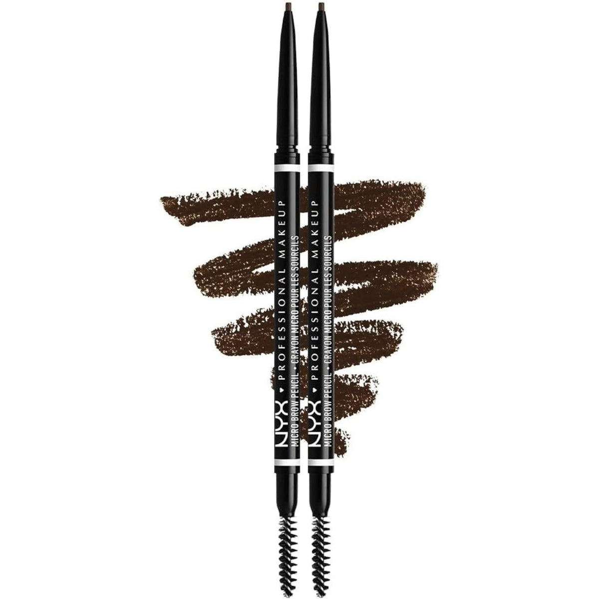 311823 - NYX Professional Makeup Micro Brow Pencil Double Pack, me dy anë me laps dhe furçë rrotulluese për vetulla, formulë vegane, ngjyra: Espresso