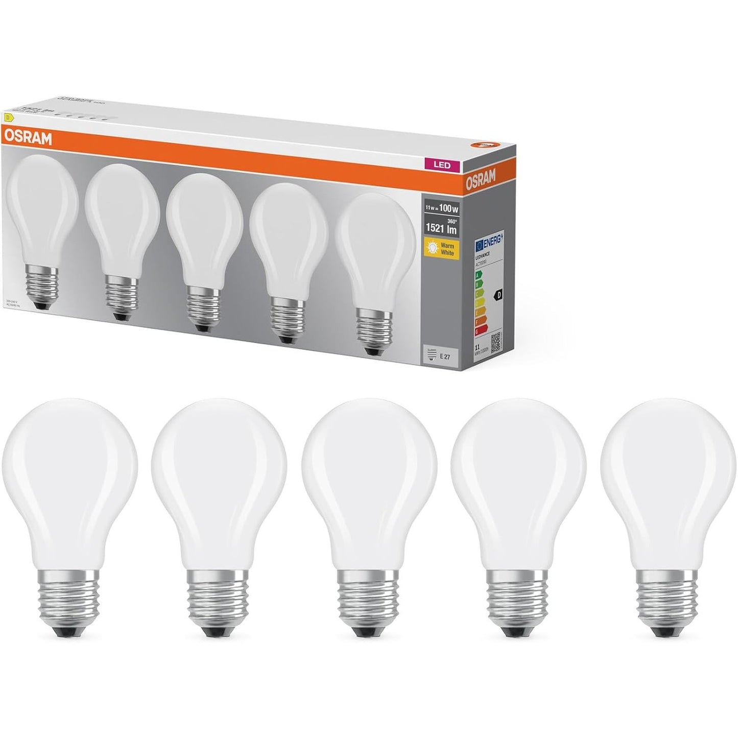 223581 - OSRAM Llambë LED Filament Base A100, 11W 827, 2700K, E27, 1521 lm, e mbuluar me akull