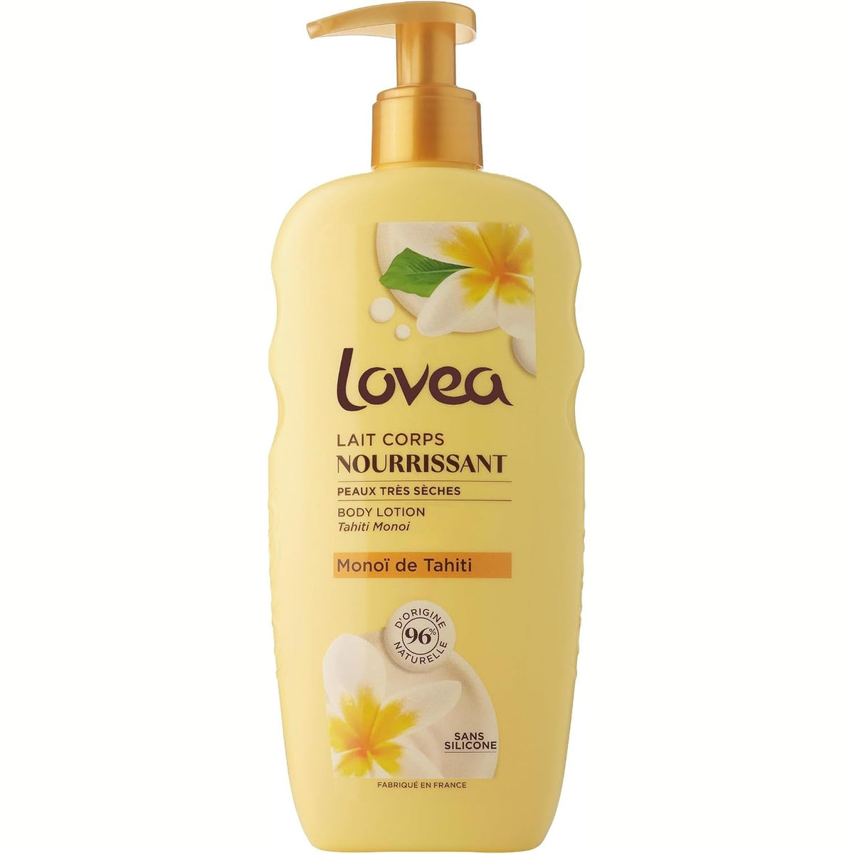 302620 - LOVEA Losion Trupi Monoi Tahitian, Ushqen dhe Zbut, për lëkurë shumë të thatë, 96% origjinë natyrale, pa silikon, vegan, prodhuar në Francë, 250 ml.