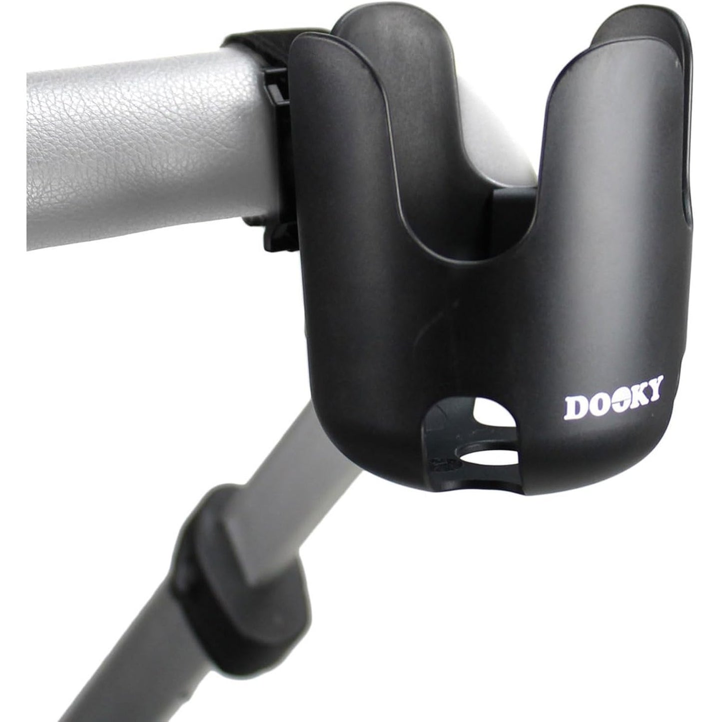318632 - DOOKY - Mbajtëse Pijesh për Karroca dhe Karroca, Mbajtëse Universale për Gota, Mbajtëse Shishe për Karrocë, Mbajtëse për Kafe, Me Mbërthyes Velcro, Shtresë Anti-Rrëshqitëse, Fleksibilitet 360°, Pa BPA, E Zezë