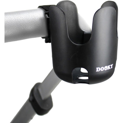 318632 - DOOKY - Mbajtëse Pijesh për Karroca dhe Karroca, Mbajtëse Universale për Gota, Mbajtëse Shishe për Karrocë, Mbajtëse për Kafe, Me Mbërthyes Velcro, Shtresë Anti-Rrëshqitëse, Fleksibilitet 360°, Pa BPA, E Zezë
