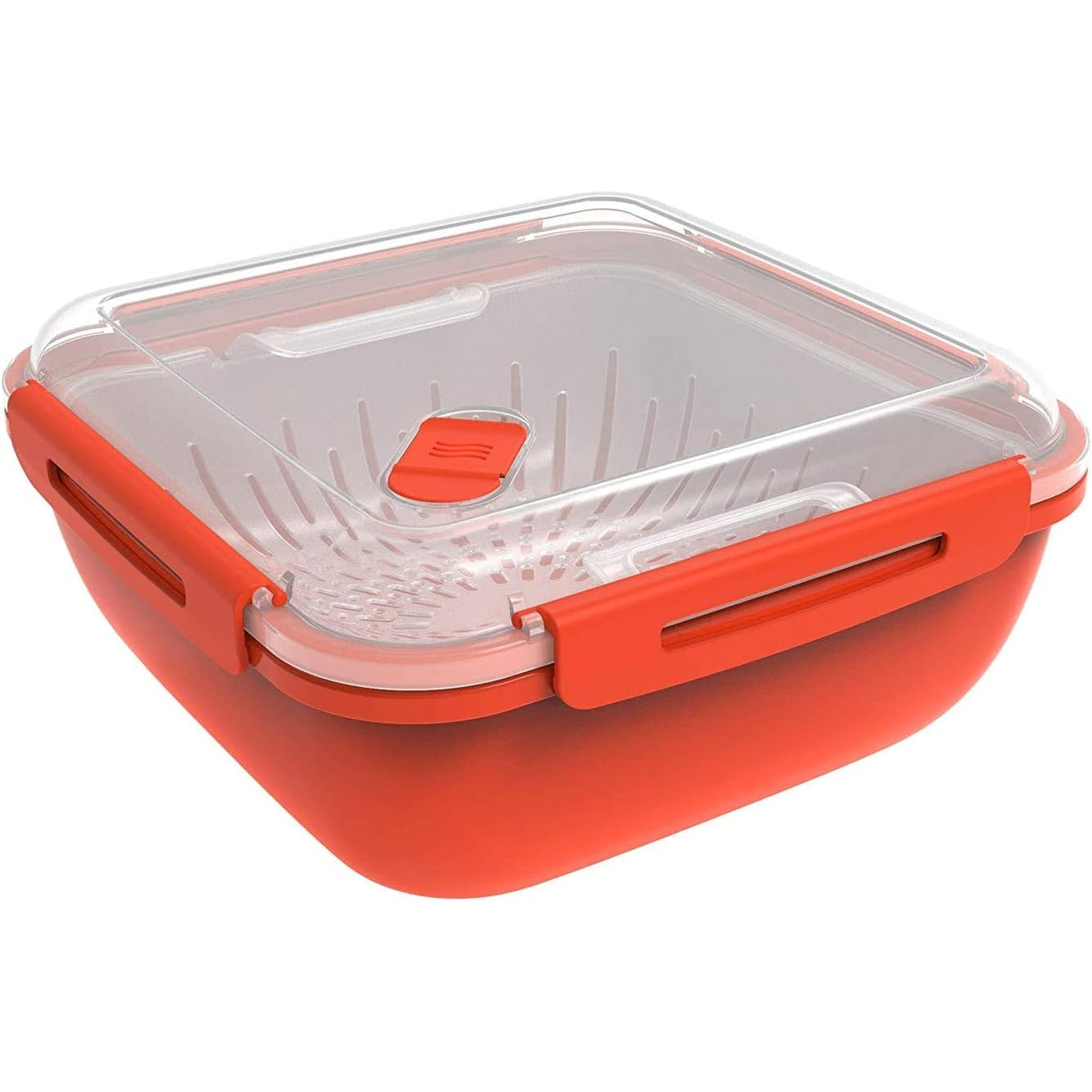 210861 - ROTHO Mikrovalë Avullues MEMORY 1.7l me Sitë, Plastike (PP) pa BPA, Ngjyrë Kuqe/Transparente, 1.7l (19.5 x 19.5 x 9.1 cm)