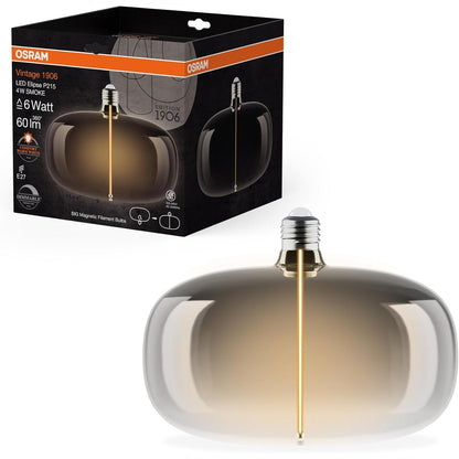 167492 - OSRAM Vintage 1906 Big Elipse, llambë LED eliptike me filament, 4W, 60 lm, prizë E27, dizajn tymi, diametër 215 mm, CRI 80, temperaturë ngjyre 1800 K