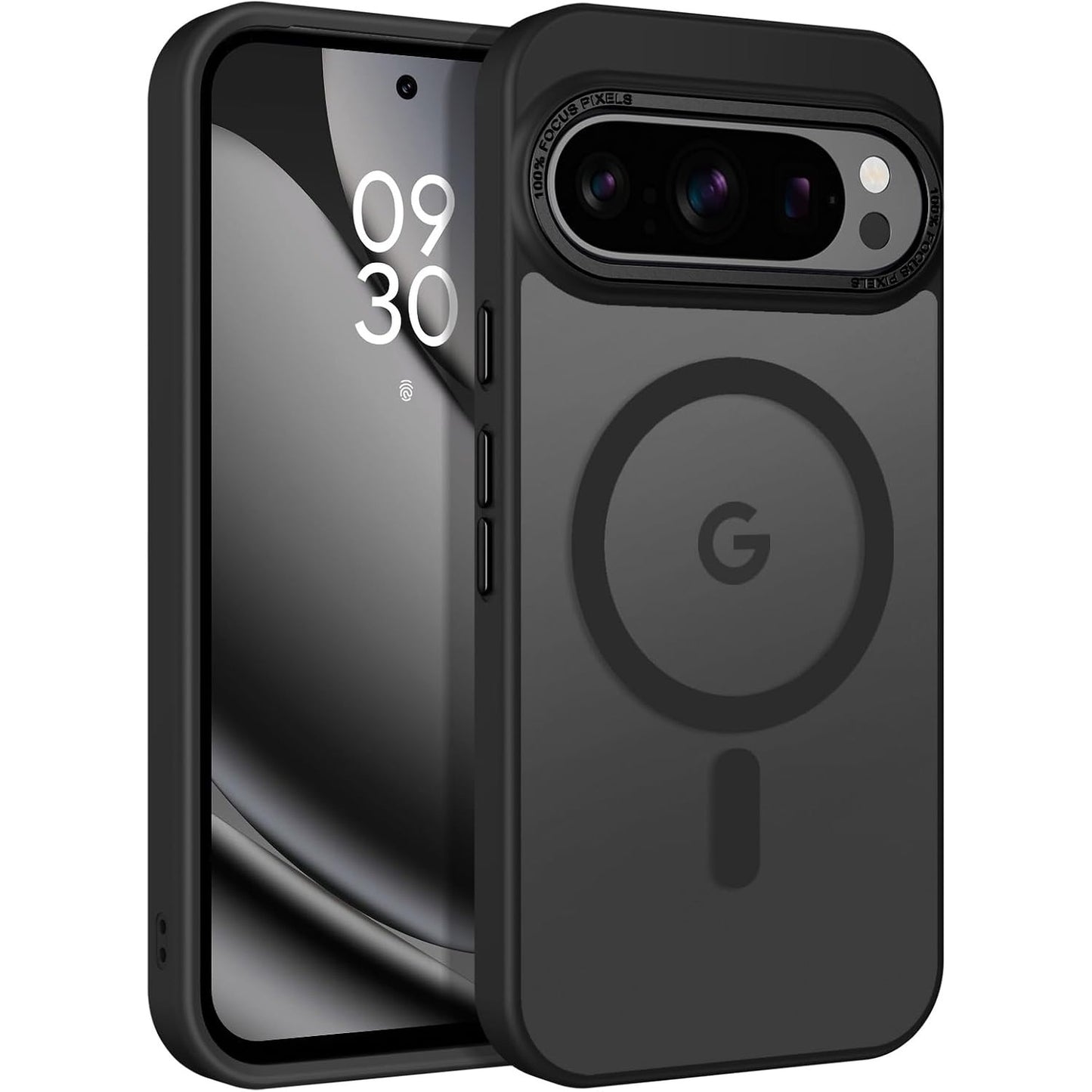 274049 - DOMAVER Mbulesë mbrojtëse magnetike për Google Pixel 10/10 Pro, e pajtueshme me MagSafe, mbrojtje nga rënia e gradës ushtarake, e hollë, transparente, me pjesën e pasme mat, e zezë