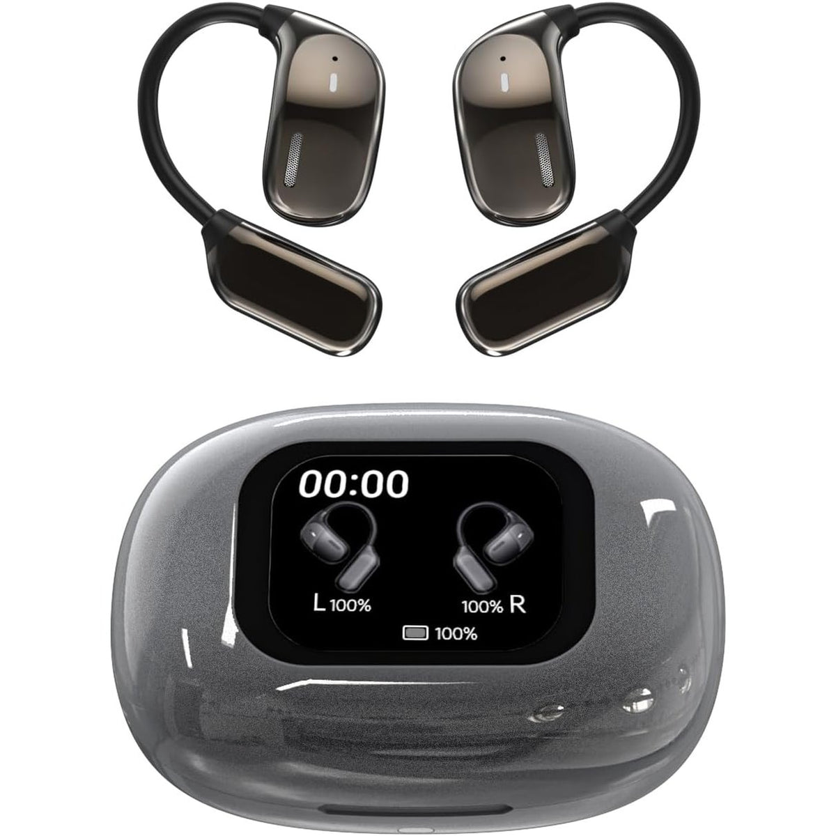 299388 - Kufje sportive Bluetooth pa tel me ekran me prekje, mbi vesh, kufje vrapimi me grepa veshi, kufje palestre Bluetooth inteligjente me mbulesë në ekran për iPhone dhe Android.