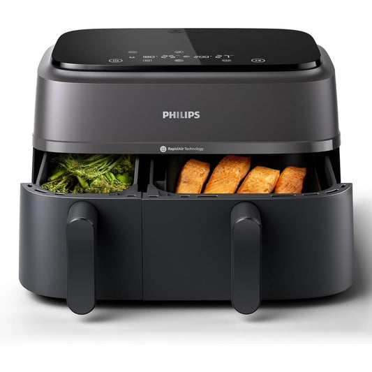 288165 - PHILIPS Fritezë me ajër të nxehtë Airfryer Dual Basket Series 3000, 9L, 2 shporta, teknologji RapidAir Plus, NA350/00