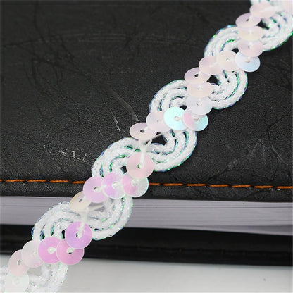 277193 - Zbukurim me xixa 2 metra x 15 mm, shirit elastik me xixa, zbukurim metalik për veshje, kostume, aksesorë dhe dekorime (M E bardhë)