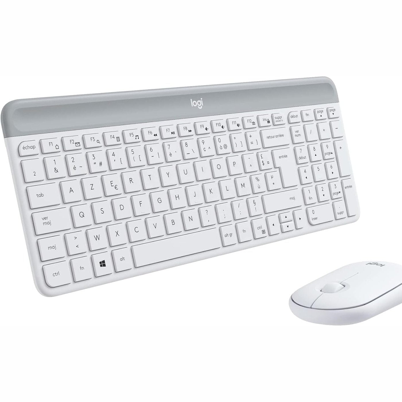 273233 - LOGITECH Kombinim tastiere dhe mausi pa tel MK470, 2.4 GHz me marrës USB Unifying, maus optik ultra i hollë, tastierë franceze AZERTY - e bardhë