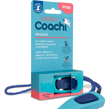 198564 - COACHI Whizzclick, Fishkëllimë dhe Bilbil i Kombinuar 2-në-1, Bilbil për Stërvitje Qensh me Rrip Reflektues dhe Rregullueshëm, Përshtatshëm për Të Gjithë Qentë dhe Këlyshët
