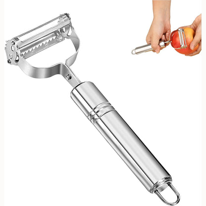 258257 - Qërues kastraveci prej çeliku inox, qërues vija-vijane, prerës perimesh dhe frutash, material: çelik inox me cilësi të lartë