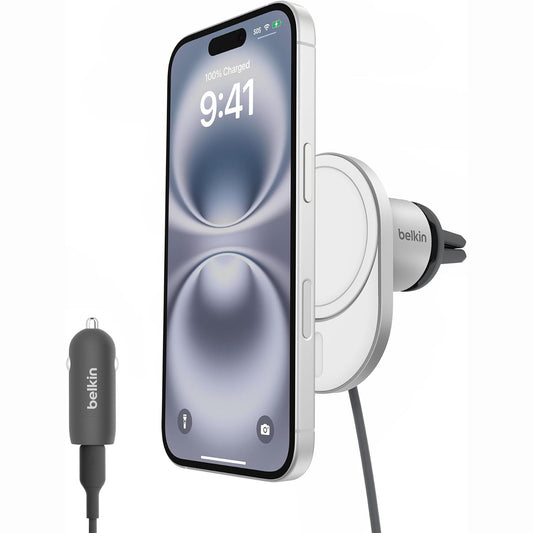 299129 - BELKIN Karikues Makine pa Tel BoostCharge Pro Magnetik me Qi2 (15W), i Përputhshëm me MagSafe për iPhone Series 17, Air, 16, Pixelsnap, me Kabllo USB-C dhe Adaptor Energjie për Makinë USB-C 20W