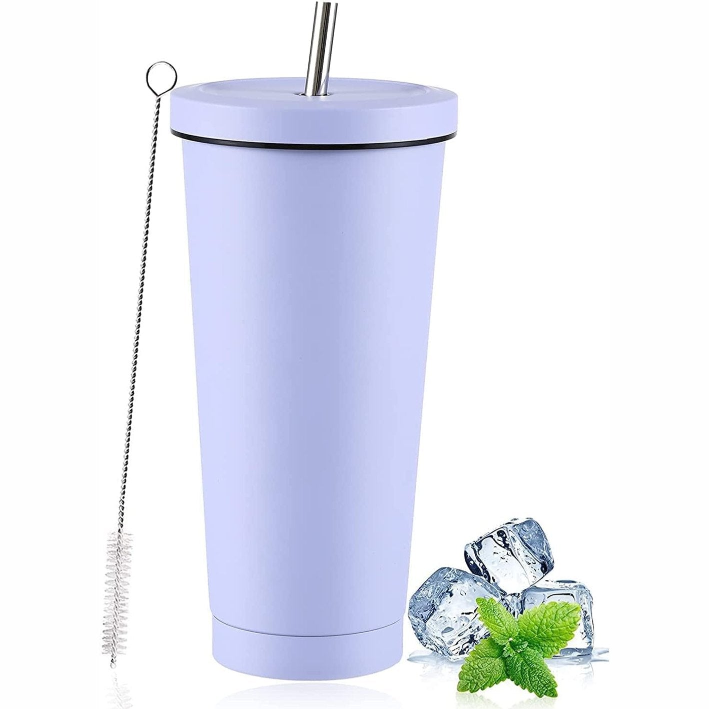 215579 - LATERN Filxhan kafeje udhëtimi me dy mure, 750 ml, i izoluar prej çeliku inox, me vakum, Filxhan uji i ripërdorshëm që mban pijet të ngrohta dhe të ftohta (Vjollcë, 1 copë)