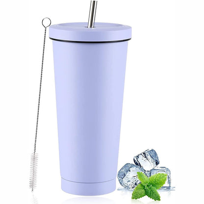 215579 - LATERN Filxhan kafeje udhëtimi me dy mure, 750 ml, i izoluar prej çeliku inox, me vakum, Filxhan uji i ripërdorshëm që mban pijet të ngrohta dhe të ftohta (Vjollcë, 1 copë)