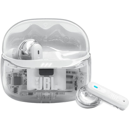 319409 - JBL Kufje TuneBeam Ghost 2, Bluetooth, anulim zhurmash, jetëgjatësi baterie 48 orë, IP54, lidhje me shumë pika, ngjyrë White Ghost