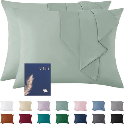 263418 - VIELIT Mbulesë jastëku 60x80, Set me 2 pjesë, jeshil, mikrofibër, Eko-Certifikuar, Hipoalergjik