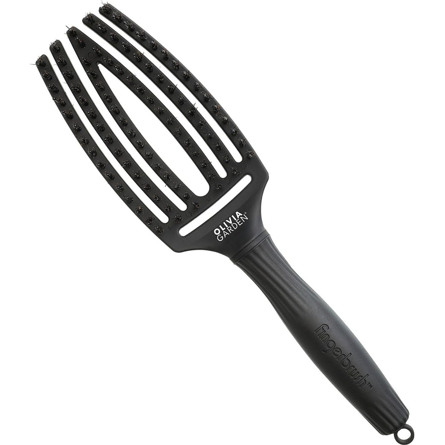 317870 - OLIVIA GARDEN - Furçë flokësh Fingerbrush Care Iconic - Mesatare - E zezë - Furçë për zbërthim me fije najloni