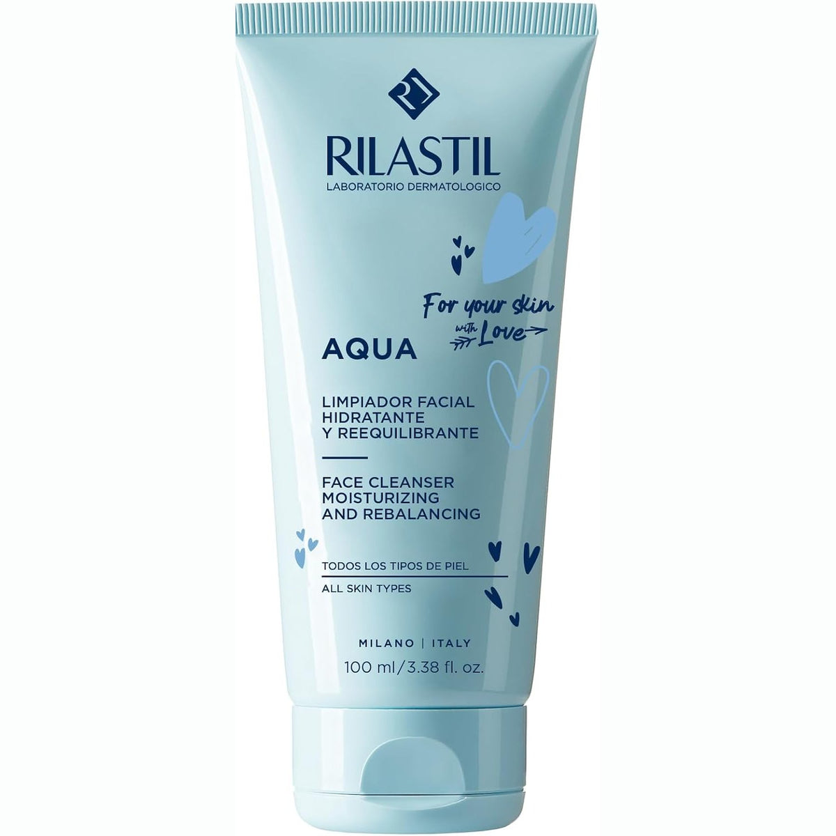 337144 - RILASTIL Aqua, Pastrues i butë dhe kremoz për fytyrën, 100 ml