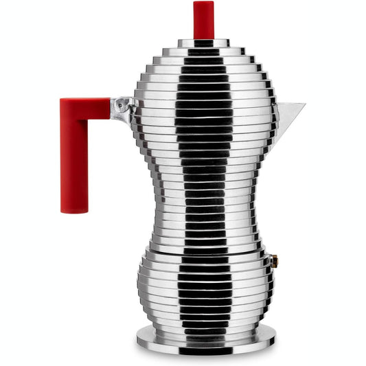 239282 - ALESSI Pulcina MDL02/6RFM - Makinë kafeje Espresso për soba me induksion, alumini i derdhur dhe PA, 6 gota, e kuqe