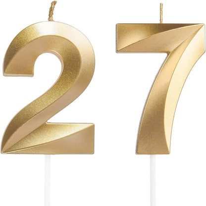 258378 - Qirinj ditëlindjeje numër 27/72, qiri në formë numri, dekorim torte 3D
