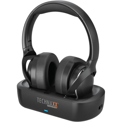 273117 - TECHNAXX Kufje pa tel për televizor me stacion karikimi, Bluetooth 5.4, jetëgjatësi baterie 30 orë, USB-C, lidhje optike dhe AUX, kufje stereo mbi vesh - TX-350
