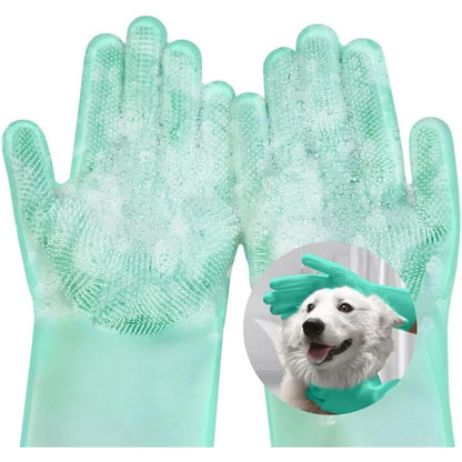 220698 - AMFUN DOREZA SHTËPIAKE TË RIPËRDORSHME, DOREZA PASRIMI PREJ SILIKONI JESHIL, DOREZA SILIKONI TË RIPËRDORSHME PËR LARJEN E ENËVE, KUZHINË, KUJDES PËR KAFSHËT SHTËPIAKE