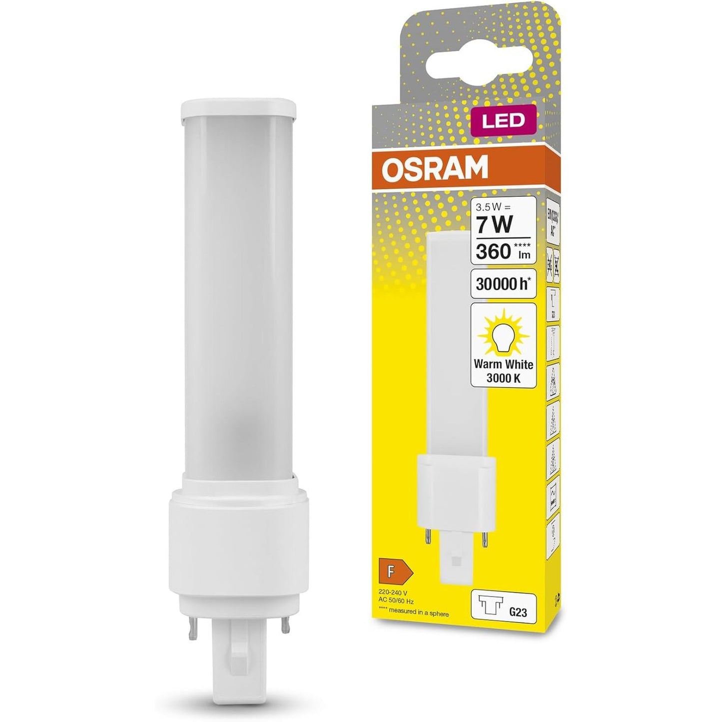 258150 - OSRAM DULUX LED S7 EM, G23, 3.5W, 360lm, 3000K, zëvendësim LED për llambat fluoreshente G23