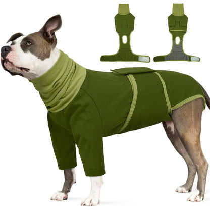 210207 - HJUMARAYAN Kostum Rimëkëmbje për Qen, Kostum Pas-Operacioni për Qenë Femra, Veshje Kirurgjikale me Qafë të Lartë për Këmbët e Përparme, Zëvendësues i Jakës së Elizabetës, Madhësi S, Ngjyra E Kuqe