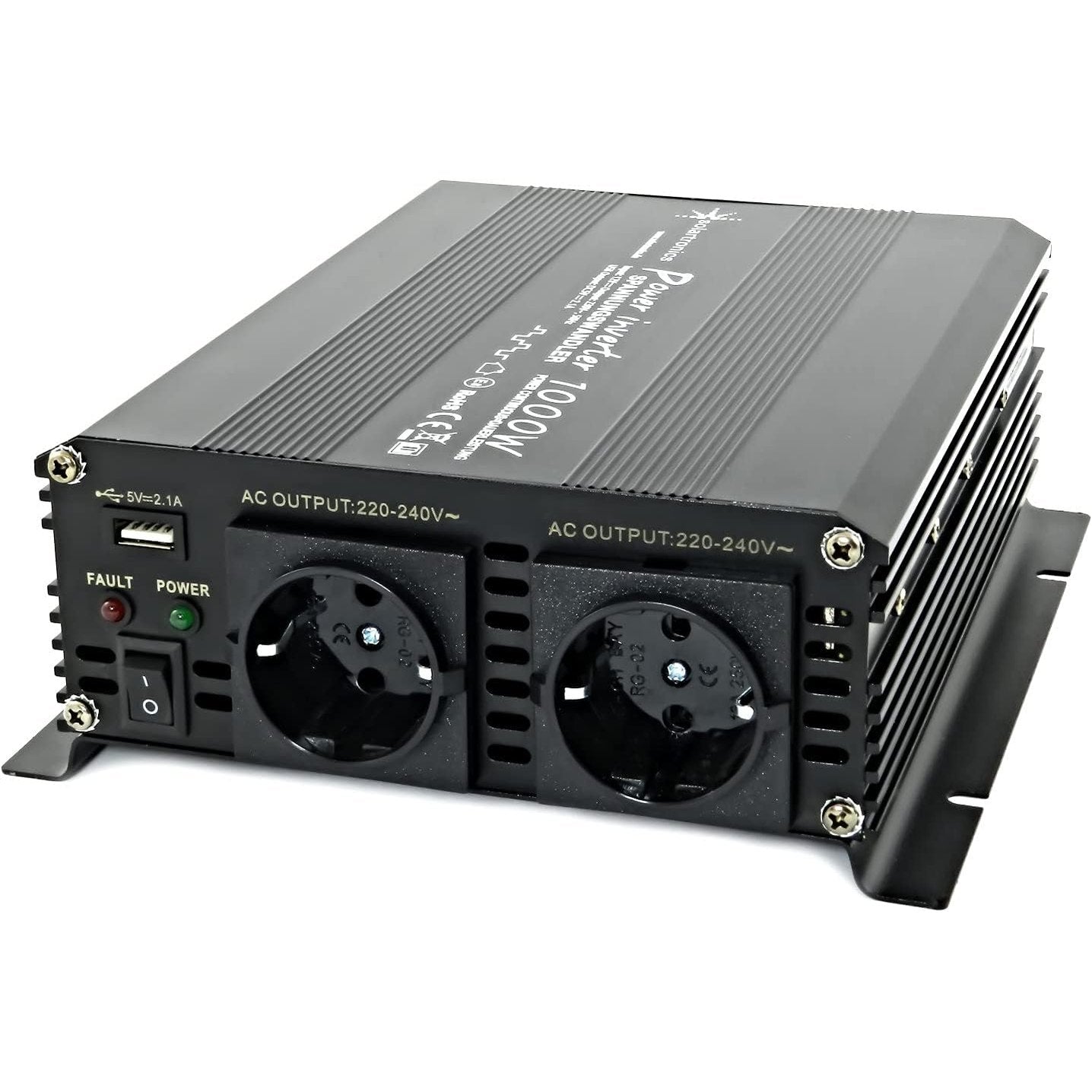 276279 - SOLARTRONICS NM1000 Inverter Fuqie 12V 1000 Watt - Fuqi Maksimale 2000 Watt - Inverter 12V deri në 230V - I pajtueshëm me bateri plumbi-acidi ose AGM - me porta Schuko dhe USB