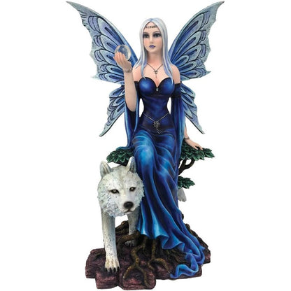 213058 - NEMESIS NOW Figurinë Shoqëruese e Zanës Blu dhe Ujkut të Bardhë Talanoa, Polirezinë, 49 cm