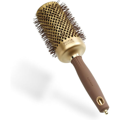 316718 - OLIVIA GARDEN Furçë Blowout Shine - Ari dhe Kafe, 55 mm, Furçë qeramike e rrumbullakët, antistatike për flokë të shndritshëm dhe pa kaçurrela