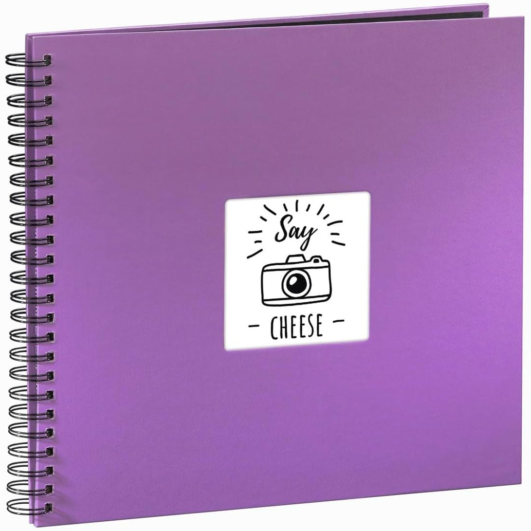 256818 - HAMA Album Fotosh Jumbo 36x32 cm (Album spiral me 50 faqe të zeza, libër fotografish me ndarës qelqi, album për ngjitje dhe personalizim) vjollcë