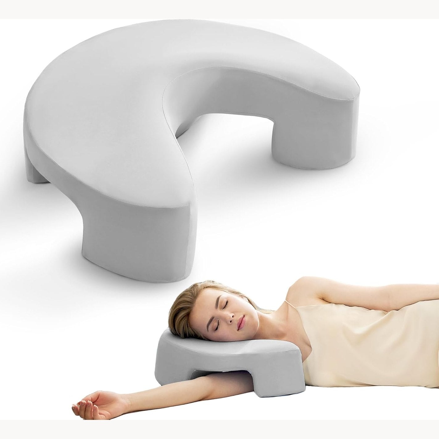 245493 - Jastëk ergonomik për ata që flenë në anë, ortopedik, shkumë memorie, gri