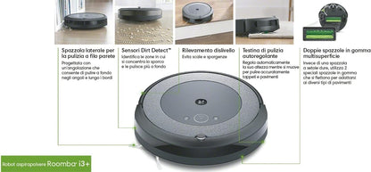 118023 - iROBOT Roomba I3152 - Fshesë Robotike me Korrent, Dy Furça Gome me Shumë Sipërfaqe, Rekomandime të Personalizuara, Kompatibile me Asistentin Zanor, Teknologji Shtypi - Gri/Blu