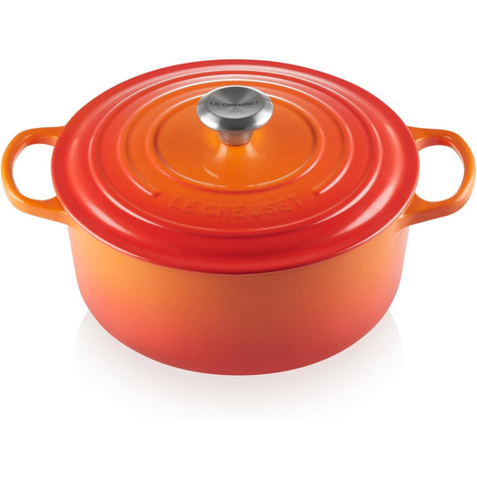 170011 - LE CREUSET SIGNATURE Tigan Pjekjeje prej Gize me Kapak, Ø 26 cm, i Rrumbullakët, i Përshtatshëm për të Gjitha Llojet e Sobave dhe Induksionin, Vëllimi: 5.3l, 5.135kg, ngjyra E Vulkanit.