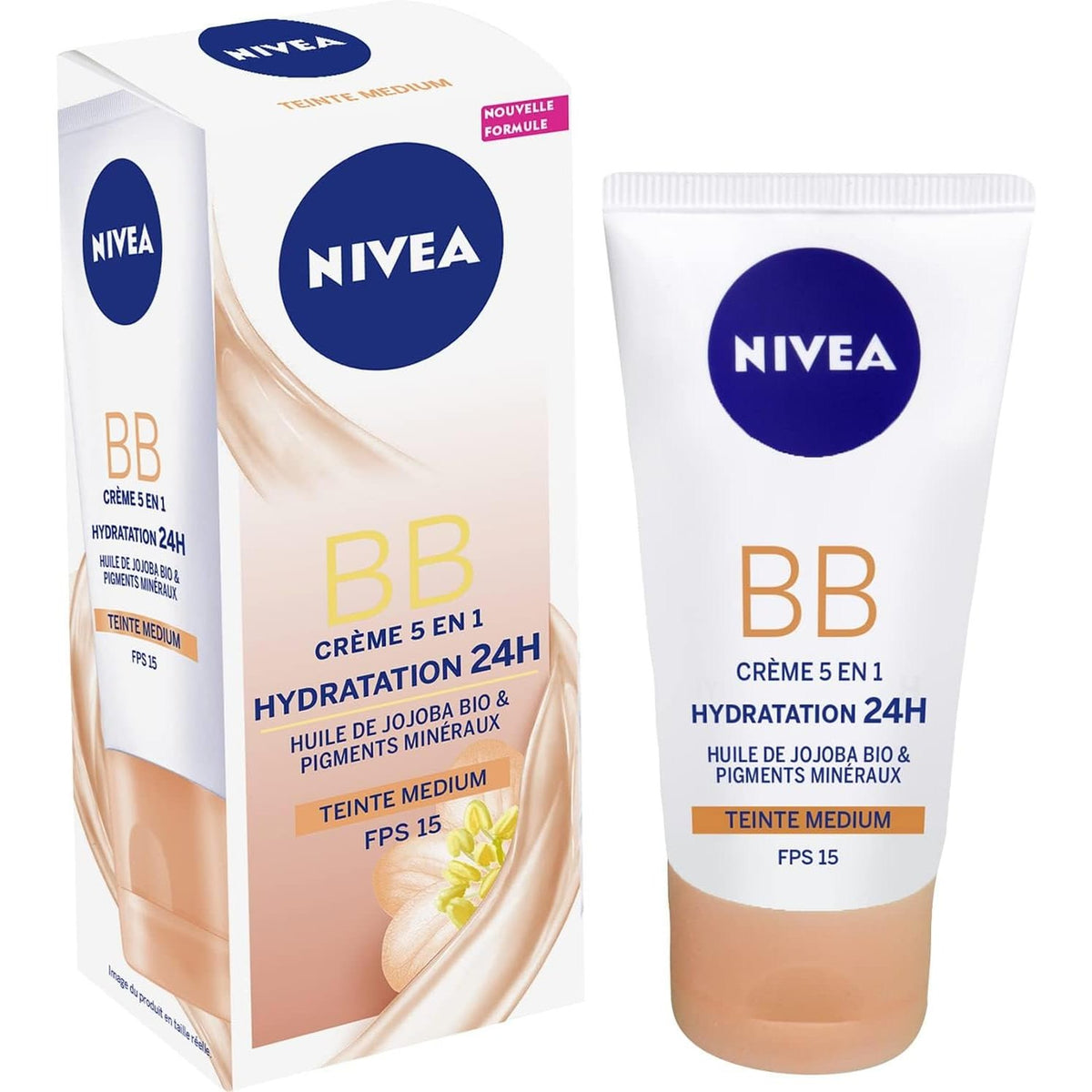 298785 - NIVEA Krem BB 5-në-1 - Hije të Mesme - SPF 15 - 50 ml - Hidratim 24H - Vaj Organik Jojoba dhe Pigmente Minerale - Vegan - Të Gjitha Llojet e Lëkurës