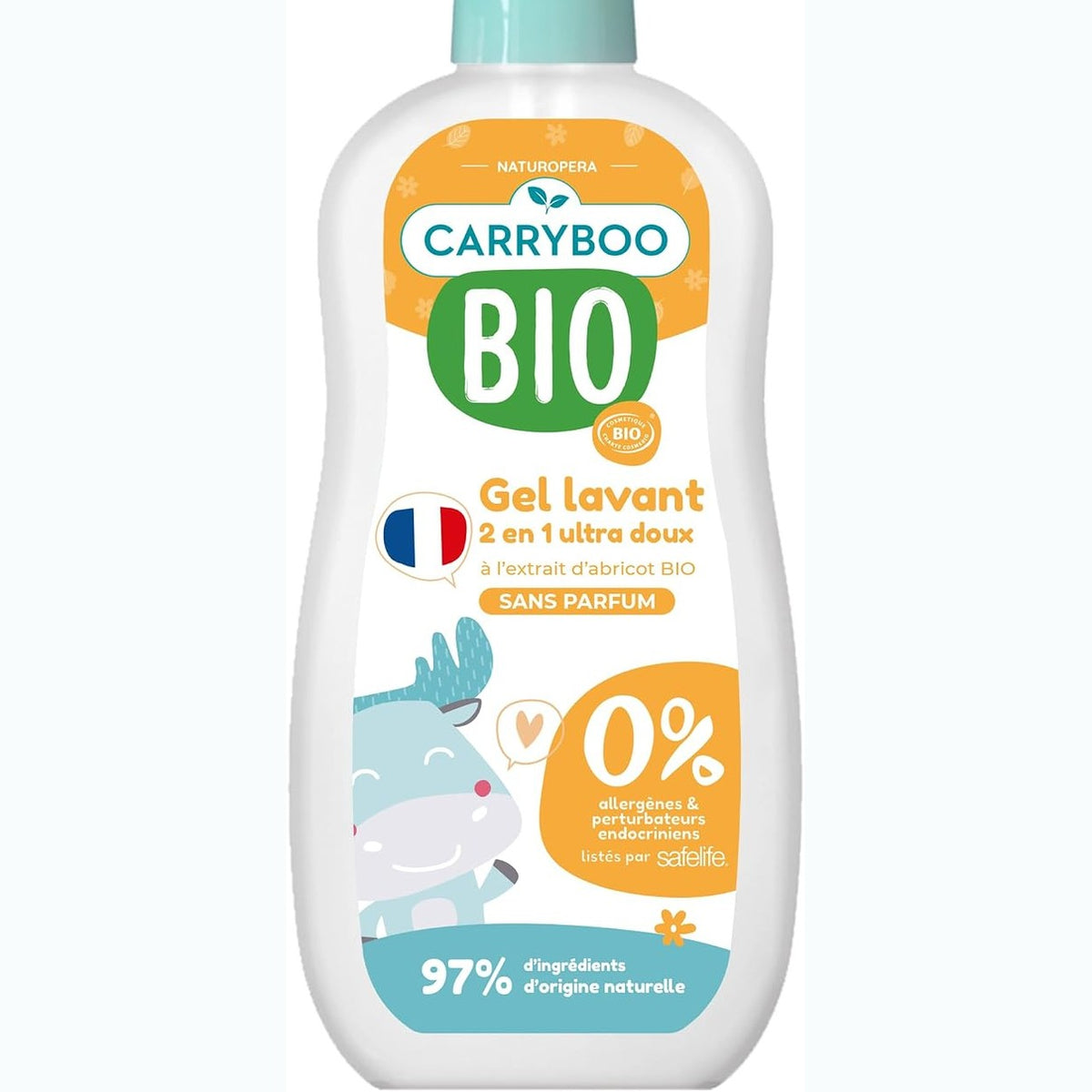 301387 - CARRYBOO Xhel Pastrues 2 në 1 - 500ml - Ultra i butë me Ekstrakt Organik Kajsie - Shishe me Pompë