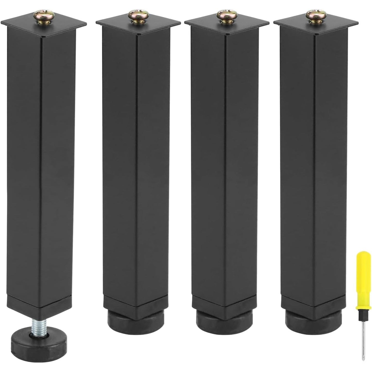 322706 - QWORK® Set me 4 këmbë të rregullueshme 20-22 cm për bazat e shtretërve - Çelik i fortë - Vida të përfshira