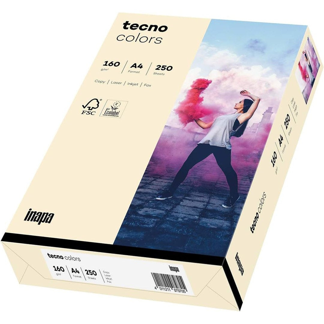 269309 - INAPA Letër Printeri me Ngjyrë Techno Colors, 160 g/m², A4, 250 Fletë, Kafe e Çelët
