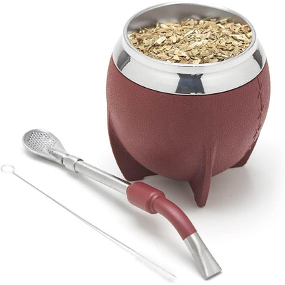 215602 - BALIBETOV Set Kupe dhe Bombilla Yerba Mate, përfshin një Kungull Çelik Inoks dhe një Bombilla Mate